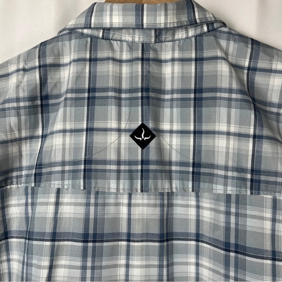 PRANA Men's Plaid Short Sleeve Breathe Snap Closure Shirt Blue/Gray Size X-Large - Picture 6 of 9
